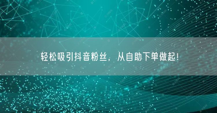 轻松吸引抖音粉丝，从自助下单做起！