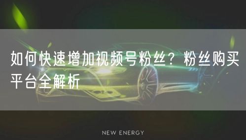 如何快速增加视频号粉丝？粉丝购买平台全解析