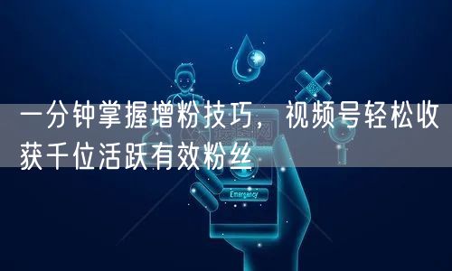 一分钟掌握增粉技巧，视频号轻松收获千位活跃有效粉丝