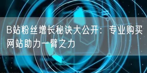 B站粉丝增长秘诀大公开：专业购买网站助力一臂之力