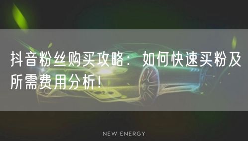 抖音粉丝购买攻略：如何快速买粉及所需费用