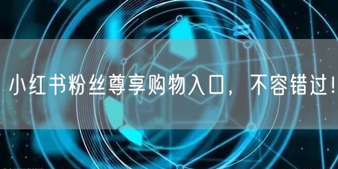 小红书粉丝尊享购物入口，不容错过！