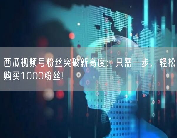 西瓜视频号粉丝突破新高度：只需一步，轻松购买1000粉丝!