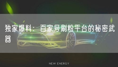 独家爆料：百家号刷粉平台的秘密武器