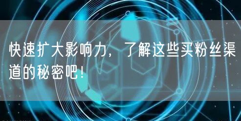 快速扩大影响力，了解这些买粉丝渠道的秘密吧！