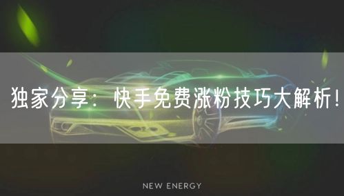 独家分享：快手免费涨粉技巧大解析！