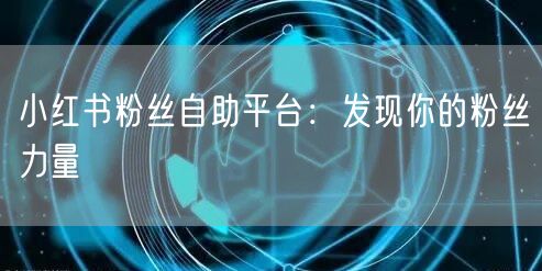 小红书粉丝自助平台：发现你的粉丝力量