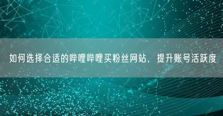 如何选择合适的哔哩哔哩买粉丝网站，提升账号活跃度