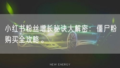 小红书粉丝增长秘诀大解密：僵尸粉购买全攻略。