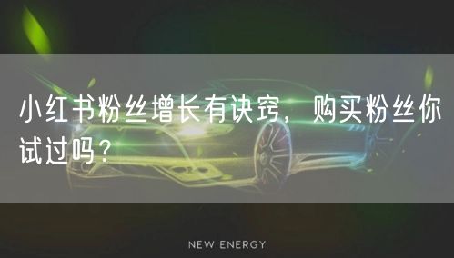 小红书粉丝增长有诀窍，购买粉丝你试过吗？