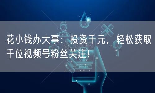 花小钱办大事：投资千元，轻松获取千位视频号粉丝关注！