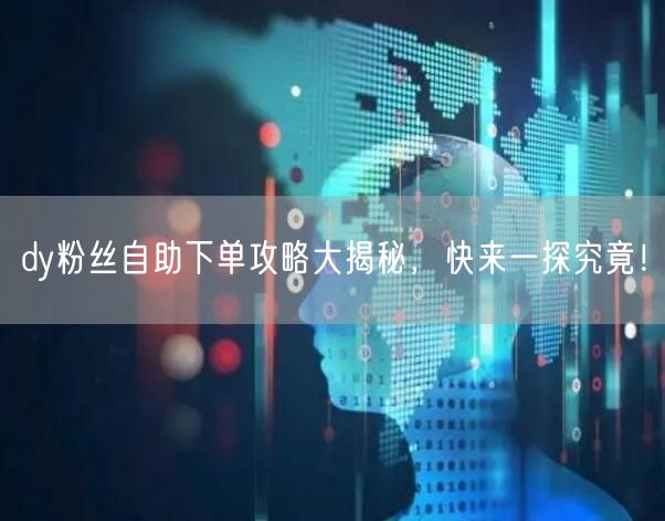 dy粉丝自助下单攻略大揭秘，快来一探究竟！