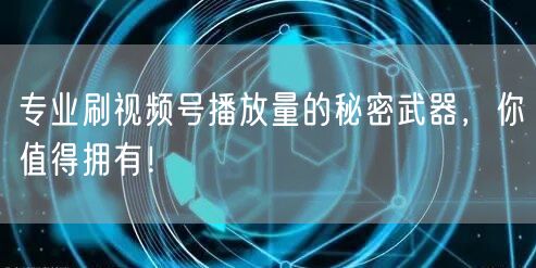 专业刷视频号播放量的秘密武器，你值得拥有！