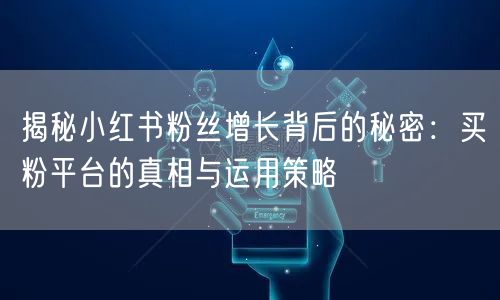 揭秘小红书粉丝增长背后的秘密：买粉平台的真相与运用策略