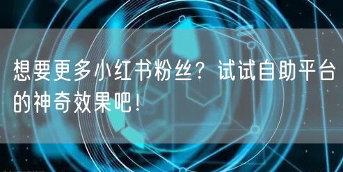 想要更多小红书粉丝？试试自助平台的神奇效