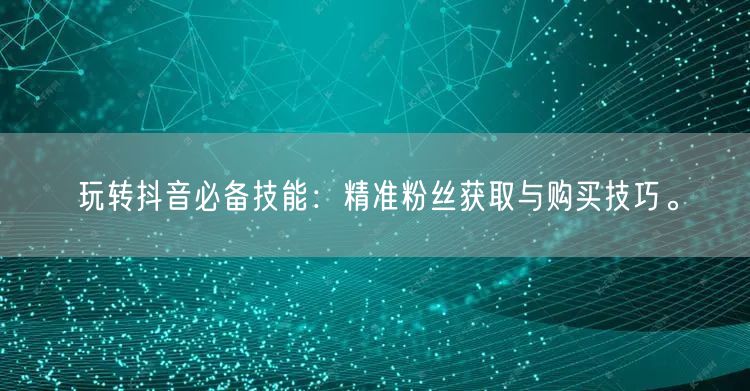 玩转抖音必备技能：精准粉丝获取与购买技巧。