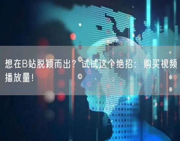 想在B站脱颖而出？试试这个绝招：购买视频播放量！