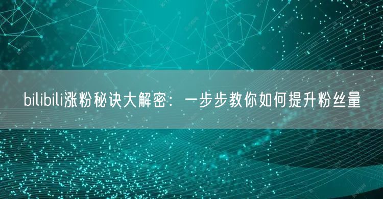 bilibili涨粉秘诀大解密：一步步教