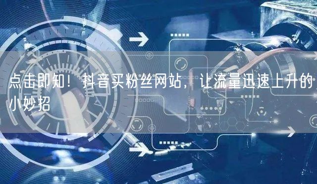 点击即知！抖音买粉丝网站，让流量迅速上升的小妙招