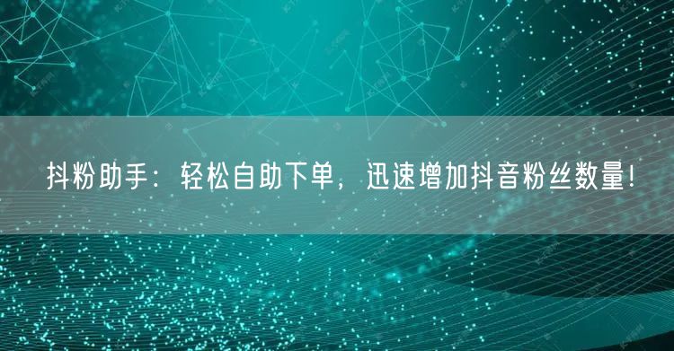 抖粉助手：轻松自助下单，迅速增加抖音粉丝数量！