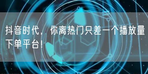 抖音时代，你离热门只差一个播放量下单平台！
