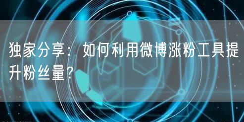 独家分享：如何利用微博涨粉工具提升粉丝量？
