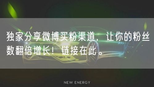 独家分享微博买粉渠道，让你的粉丝数翻倍增长！链接在此。