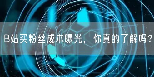 B站买粉丝成本曝光，你真的了解吗？