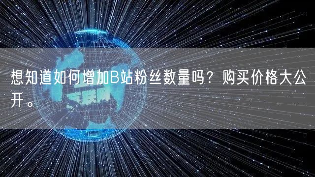 想知道如何增加B站粉丝数量吗？购买价格大公开。