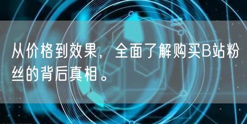 从价格到效果，全面了解购买B站粉丝的背后真相。