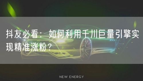 抖友必看：如何利用千川巨量引擎实现精准涨粉？