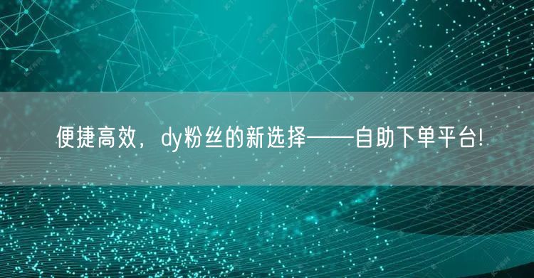 便捷高效，dy粉丝的新选择——自助下单平台!