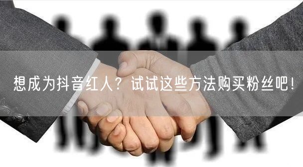 想成为抖音红人？试试这些方法购买粉丝吧！