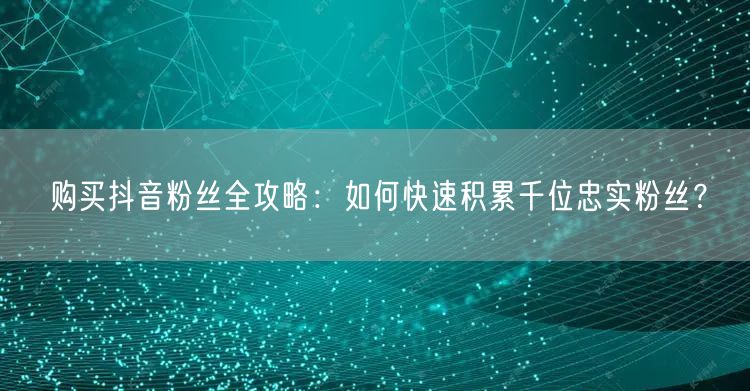 购买抖音粉丝全攻略：如何快速积累千位忠实粉丝？