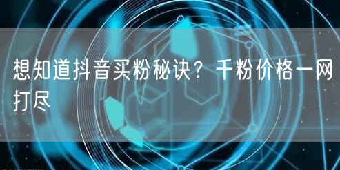 想知道抖音买粉秘诀？千粉价格一网打尽