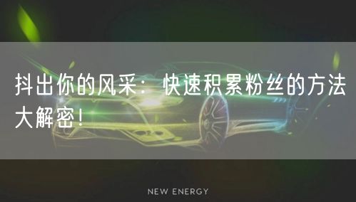 抖出你的风采：快速积累粉丝的方法大解密！