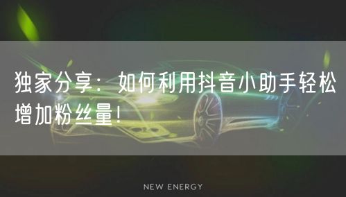 独家分享：如何利用抖音小助手轻松增加粉丝
