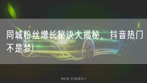 同城粉丝增长秘诀大揭秘，抖音热门不是梦!
